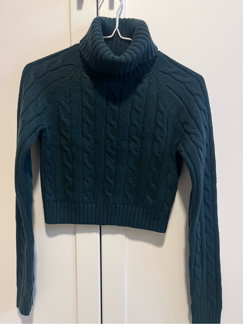 Aritzia Sunday Best Jones Crop Cable Knit Turtleneck Fall Sweater Merino Wool XS